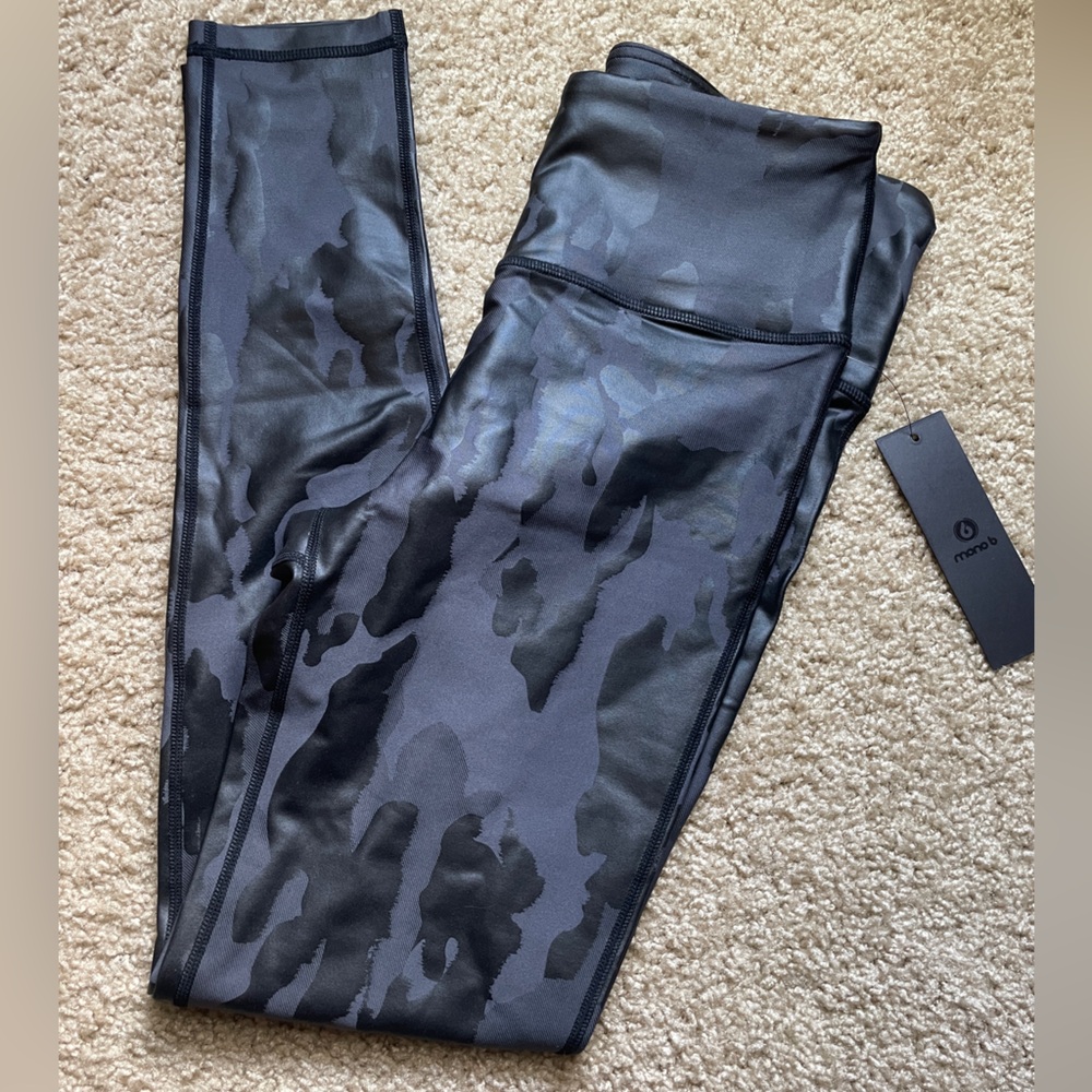 NWT Mono B Black Camo Foil High Waist Leggings